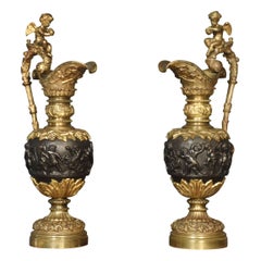 Coppia di feritoie francesi in bronzo patinato in stile rinascimentale