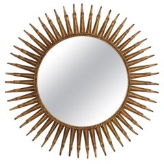 Gran espejo español de hierro forjado dorado, 1950