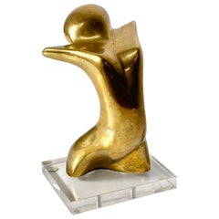 Abstrakte weibliche Torso-Skulptur aus Bronze, Adriana Banfi Attr., Moderne der Mitte des Jahrhunderts