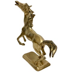 Brass Rearing Horse Sculpture