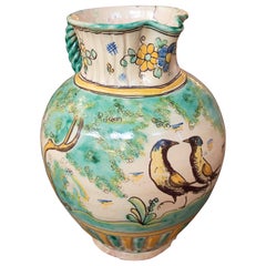 1970s Hand-painted Glazed Spanish Ceramic Jug from Puente del Arzobispo.