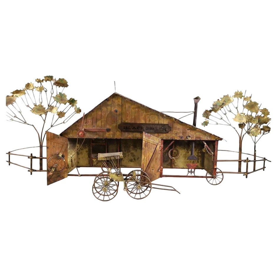 Mid-Century "Blacksmith" Hanging Copper Wall Sculpture by Curtis Jere