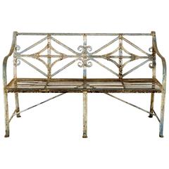 A Regency style reeded wrought iron seat,