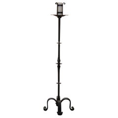 18th Century French Gothic Forged Wrought Iron Candle Holder