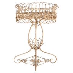 Victorian Style White Painted Wirework Plant Stand, English Early 20th C.