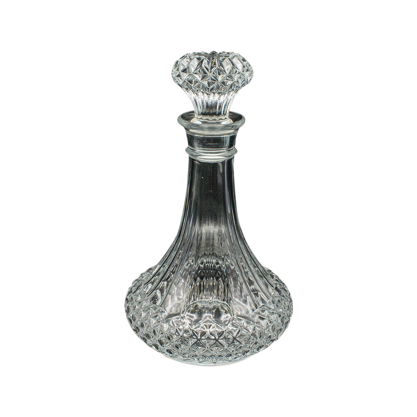Decanter per vino in cristallo vintage, inglese, vetro tagliato, vaso per liquori, metà del secolo scorso