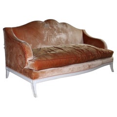 Andre Arbus Style Robert Couturier Peach Velvet Post Modern Sofa