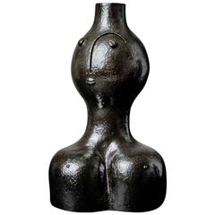 Black Stoneware Base Lamp Signed by DaLo 2