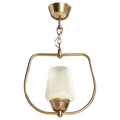 Schwedische Designer-Hängelampe, Messing, Glas, Schweden, 1950er Jahre
