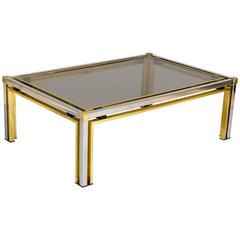 Chrome and Brass Plated Centre Table, Italy, 1970s