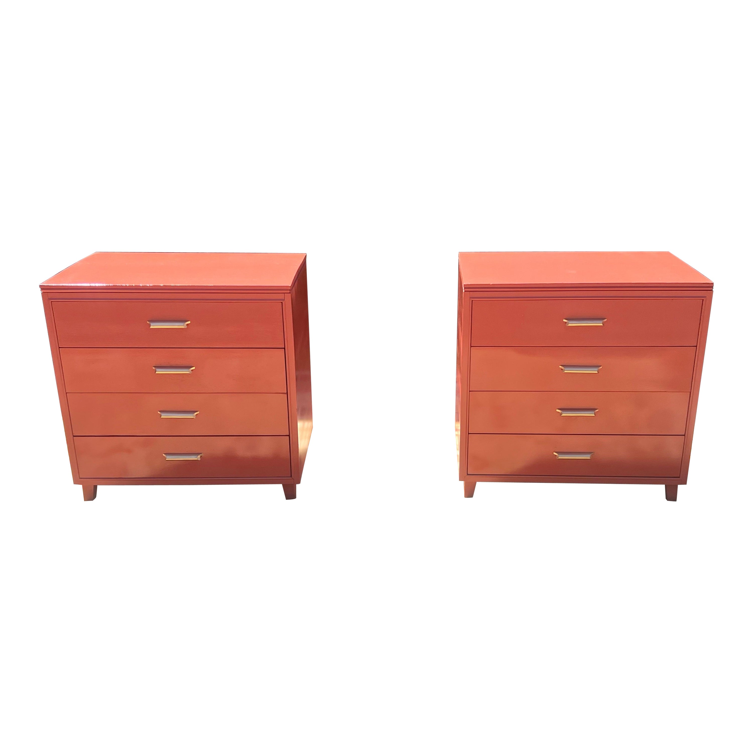 Commodes de célibataires des années 1950 / Grandes tables de nuit laquées en Bambouzle de Ball and Ball en vente