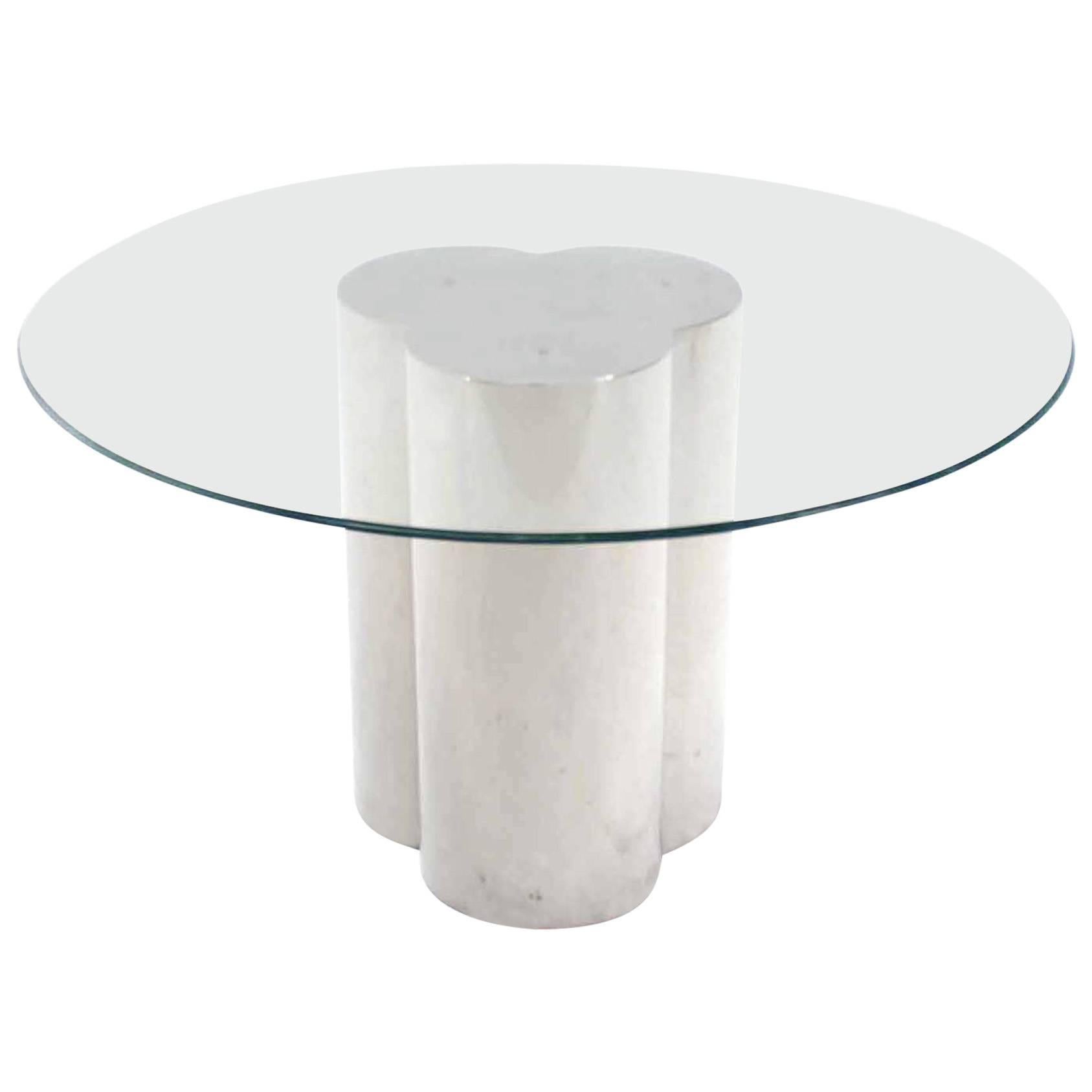 Pace Collection 48" Round Glass Top Center Dining Table on Chrome Base