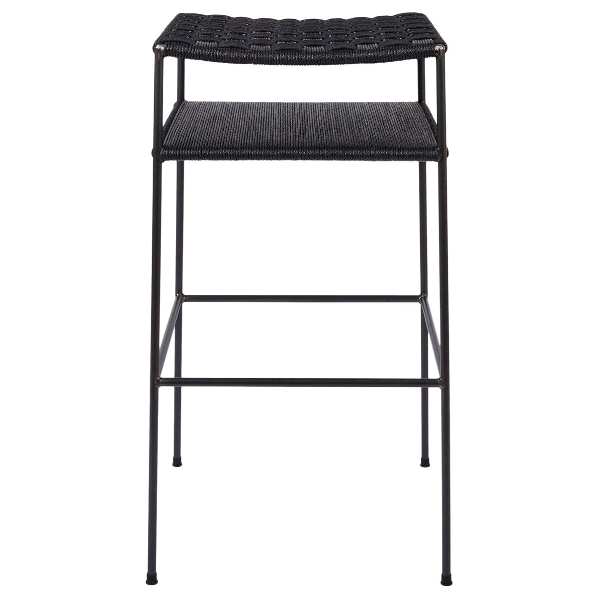 Tabouret de bar en corde danoise tressée noir