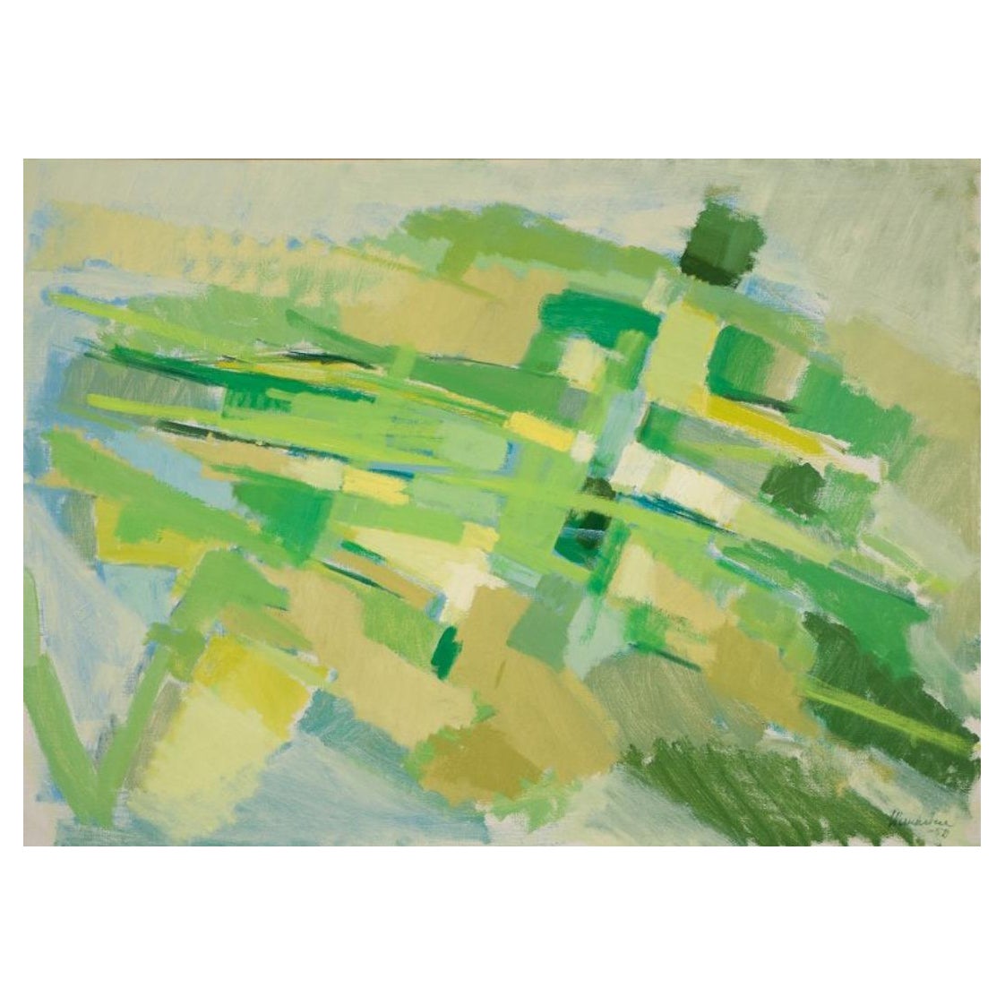 Stig Wernheden, artista svedese molto quotato. Olio su tela. Paesaggio astratto.