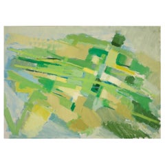 Stig Wernheden, well listed Swedish artist. Oil on canvas. Abstract landscape.