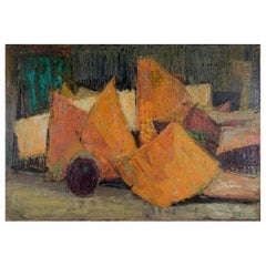 Richard Vilhelm Petersen, artista danés. Óleo sobre lienzo. Composición abstracta.