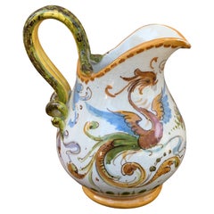 Brocca in ceramica di Deruta dipinta a mano della provincia italiana