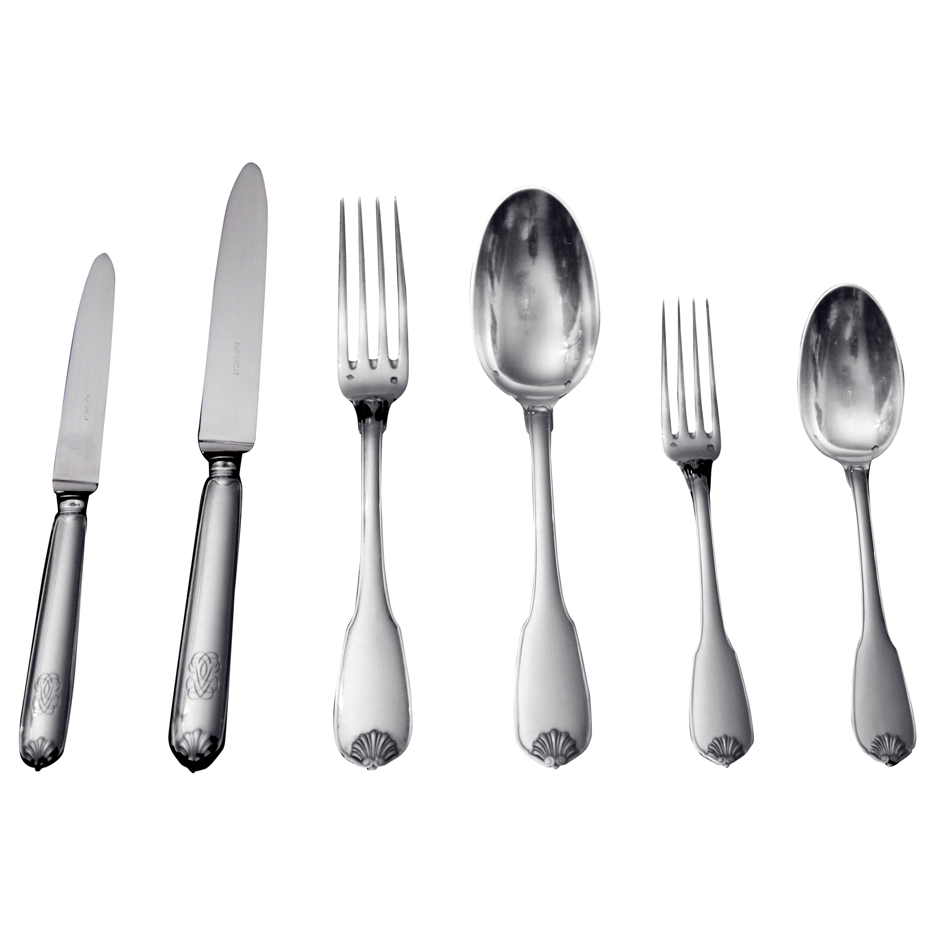 Puiforcat (Hermes) - 70pc Antique French Sterling Silver Flatware Set + Chests !