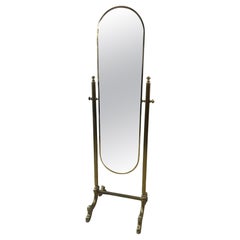 20th century French Brass Psyché Mirror, 1950s