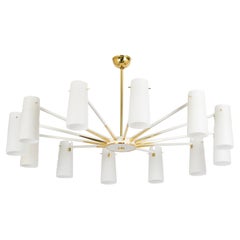 Extra Large Glass Sunburst Chandelier, Stilnovo style, 1950s