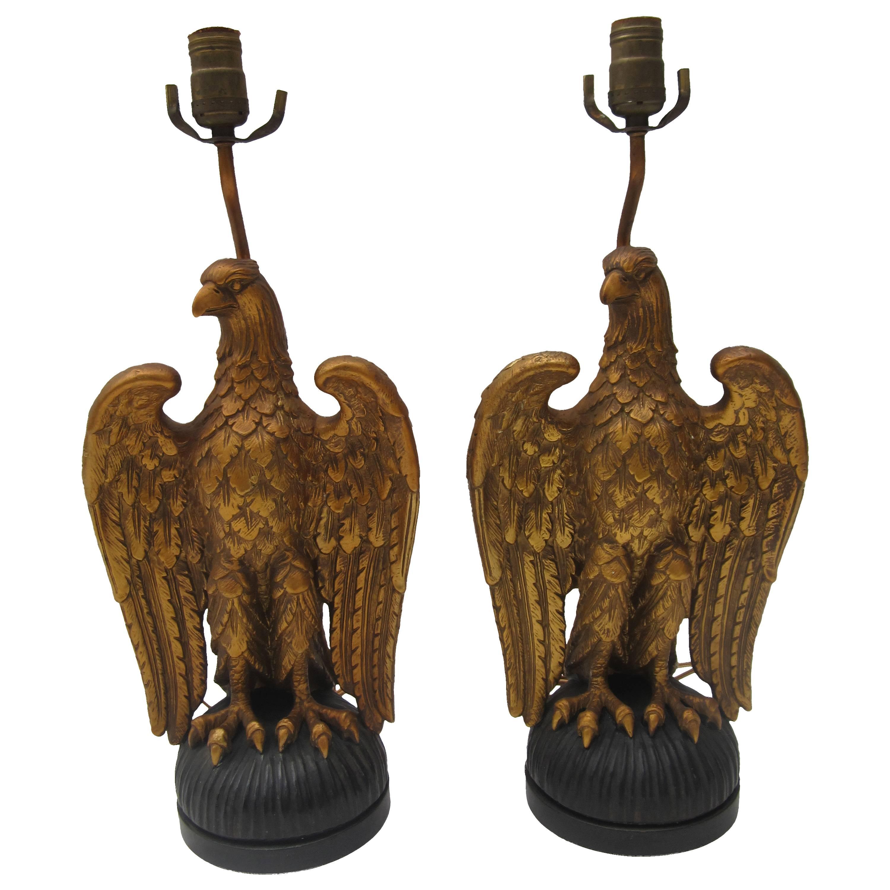 Pair of Eagle Lamps