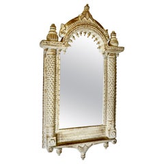 A North African Painted Tall Arched Wall Mirror  A lovely piece