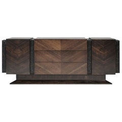 Brutalist Oak & Walnut Bookmatched Dresser, C. 1950s