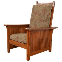 Stickley Mission Oak Arts & Crafts Spindle Reclining Morris Lounge Chair