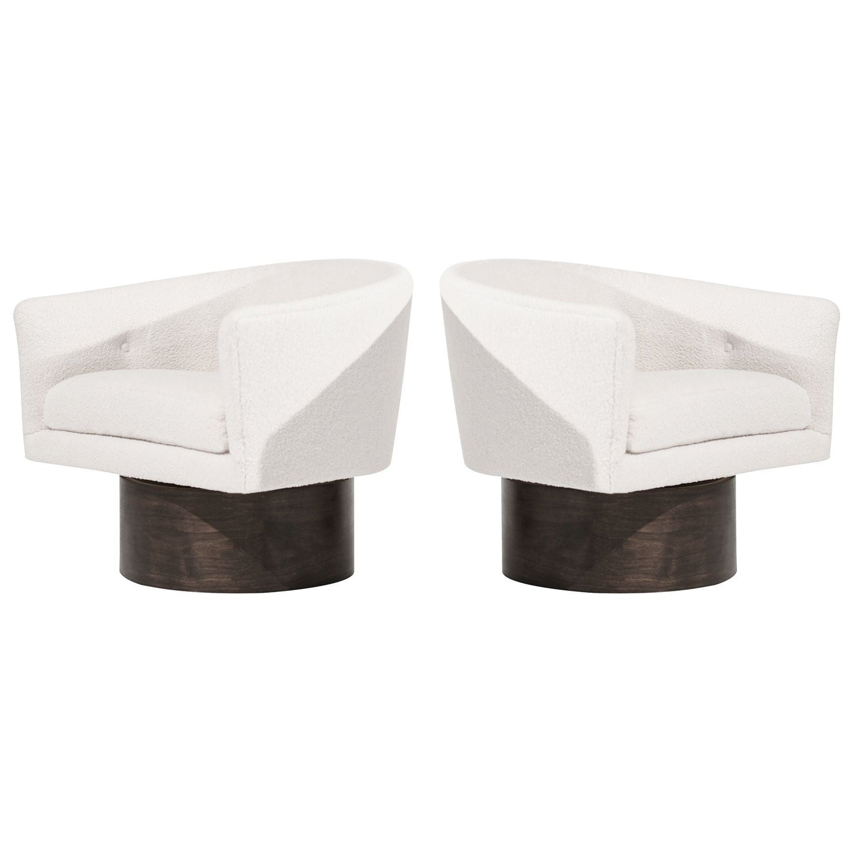 Set of Swivel Chairs on Walnut Supports by Milo Baughman, C. 1970s