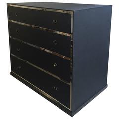 Chest of Drawers with Chrome Border and Inset Horn Handles
