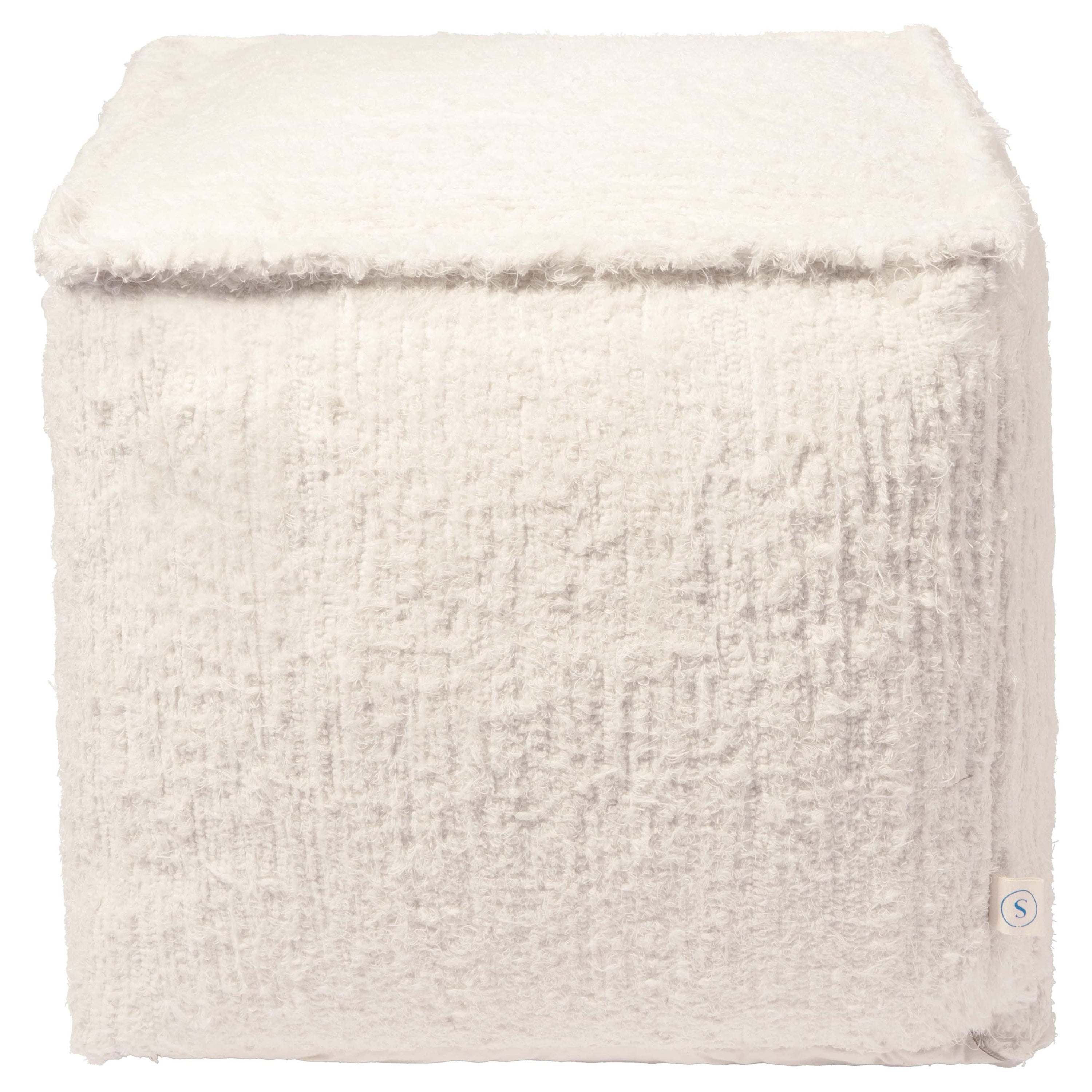 Pouf portoghese in cotone ecru intrecciato a mano Lago SAUDADE DESIGN in vendita