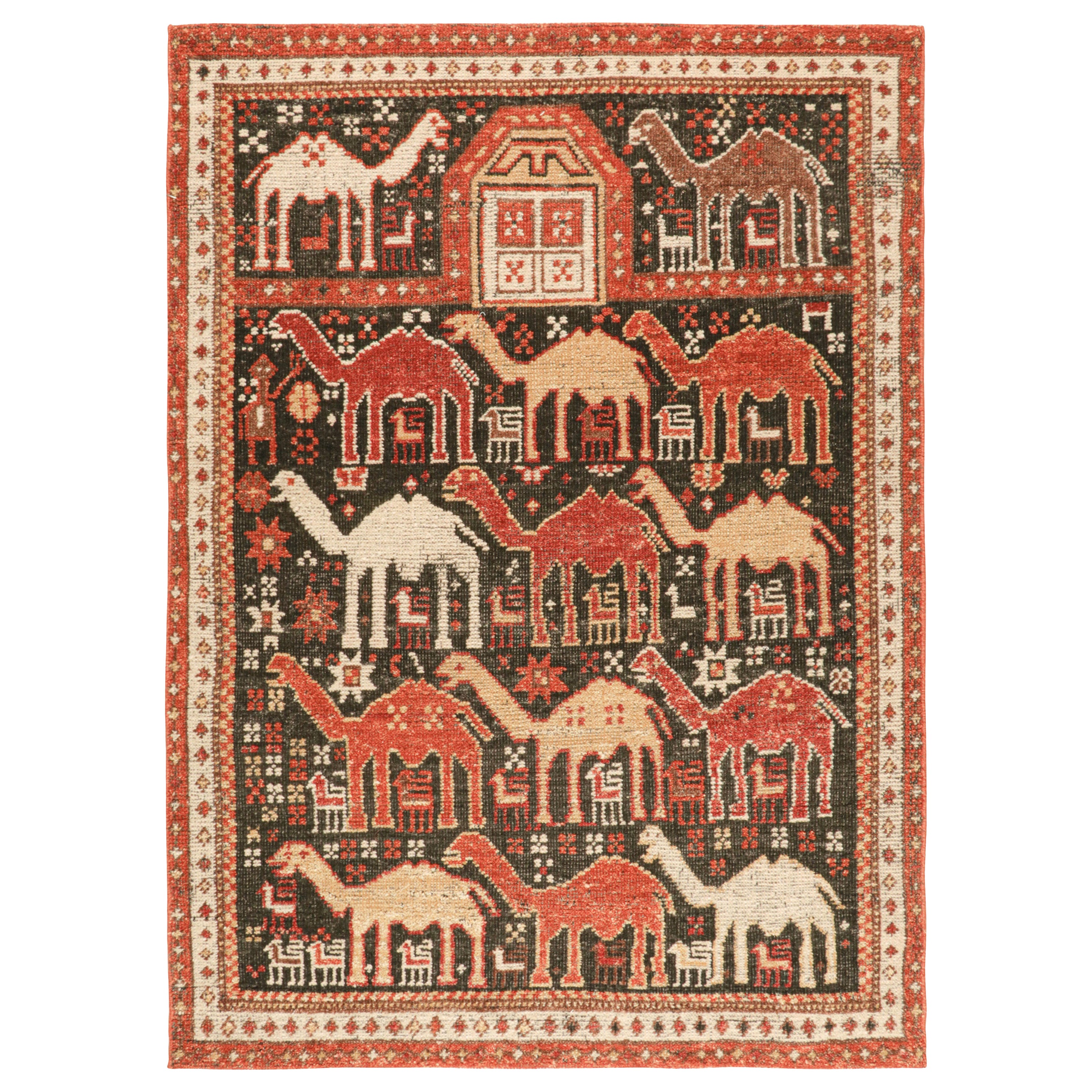Rug & Kilim’s Shirvan Style Rug with Geometric Camel Pictorials For Sale