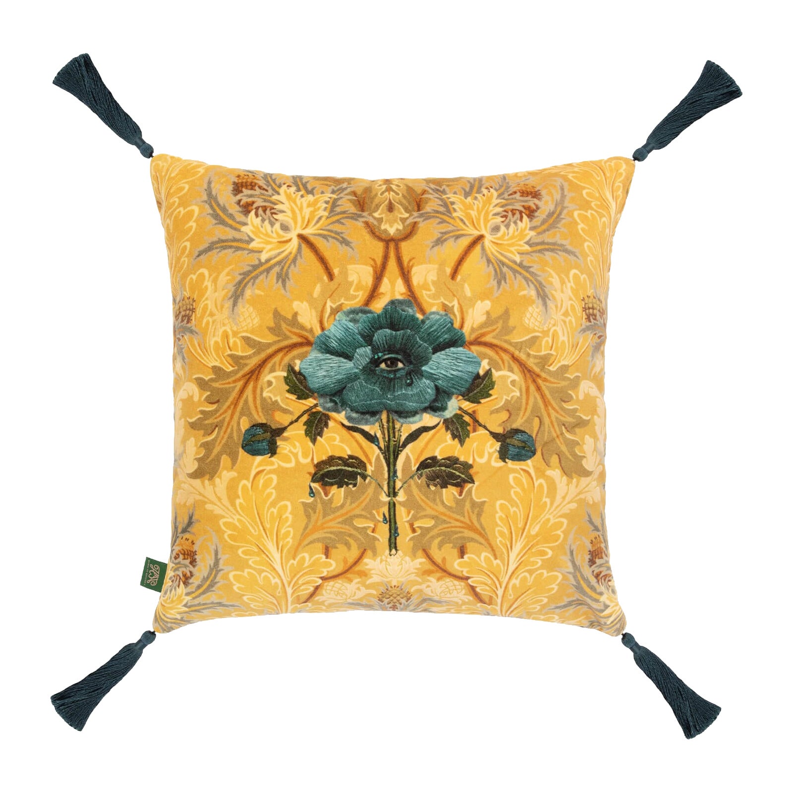 THE BLUE ROSE WEEPING Velvet Medium Cushion - Aurelian