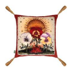 THE MIDNIGHT SUN CEREMONY Velvet Medium Cushion - Garnet