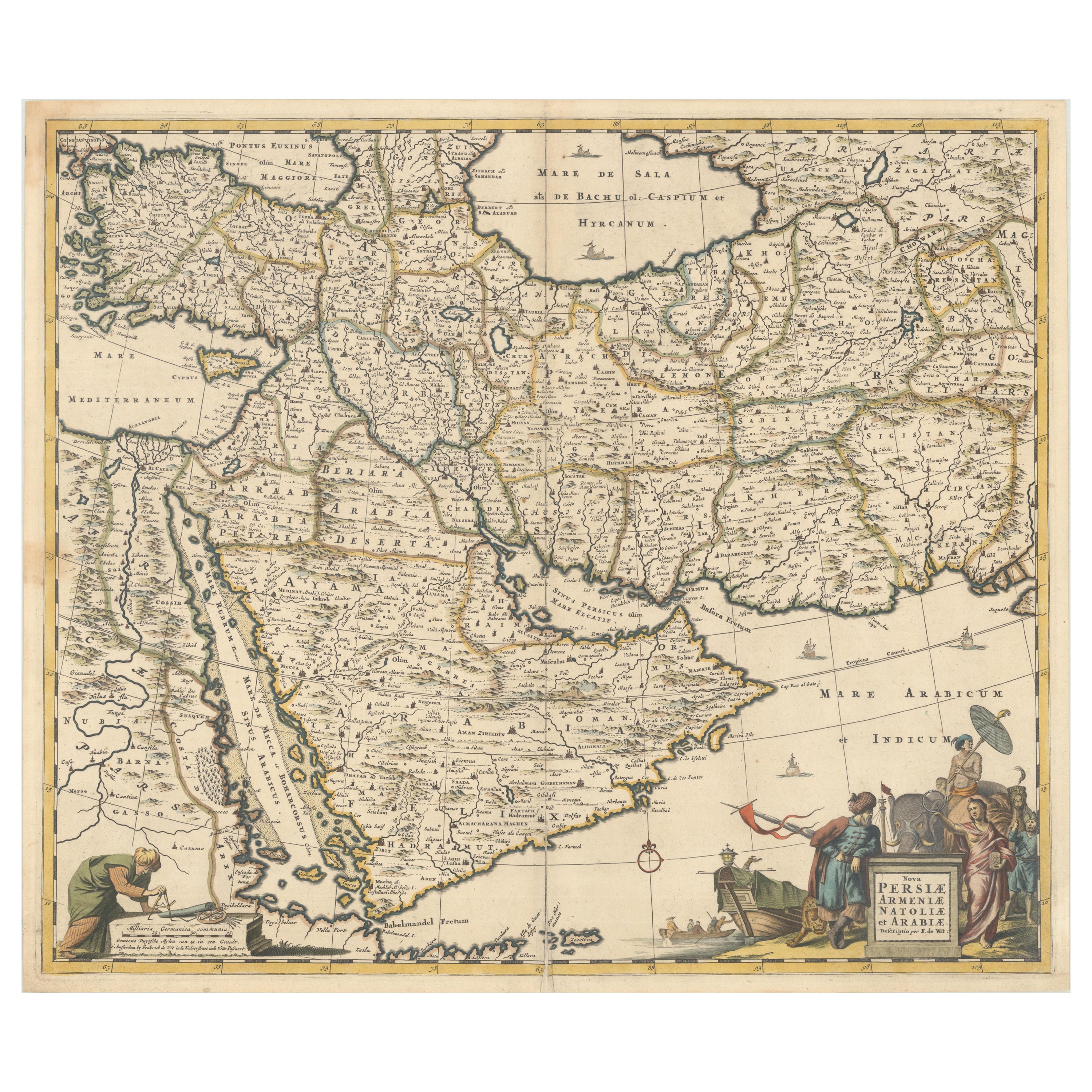 Circa 1691 Frederick de Wit Map: Middle East with Arabia, Persia & More