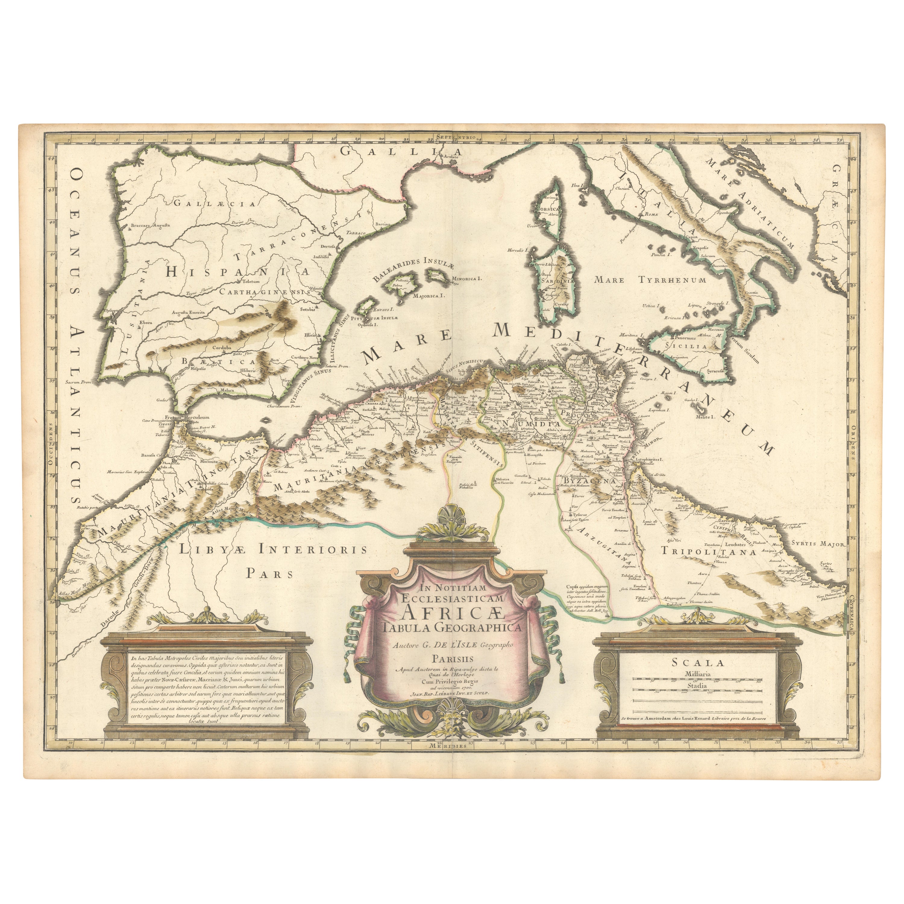 1700 Guillaume Delisle Map: Western Mediterranean & Moorish North Africa