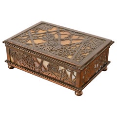 Tiffany Studios New York Grapevine Pattern Bronze and Slag Glass Box