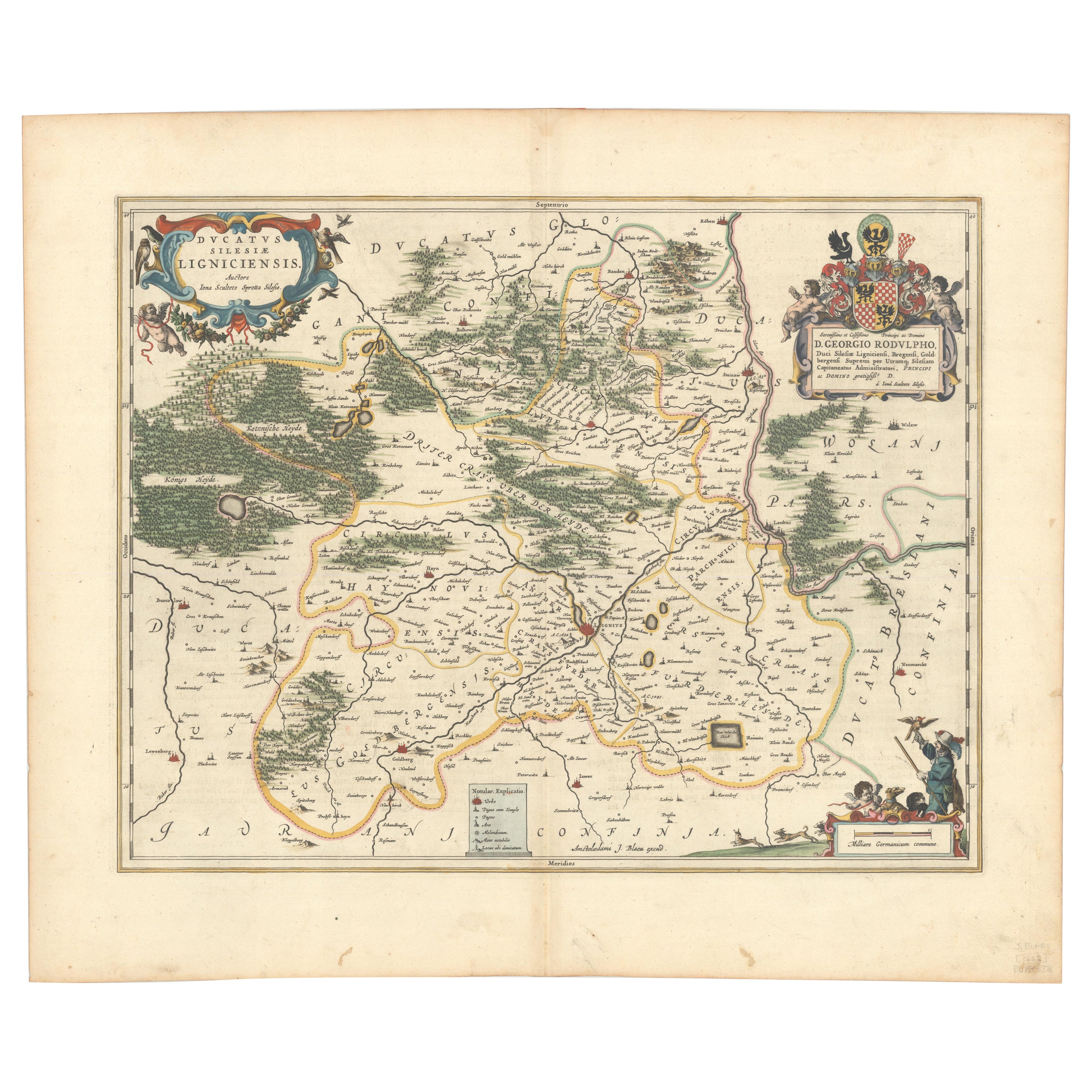 Circa 1659 Johannes Blaeu Map: Ducatus Silesiae Ligniciensis, Legnica Region