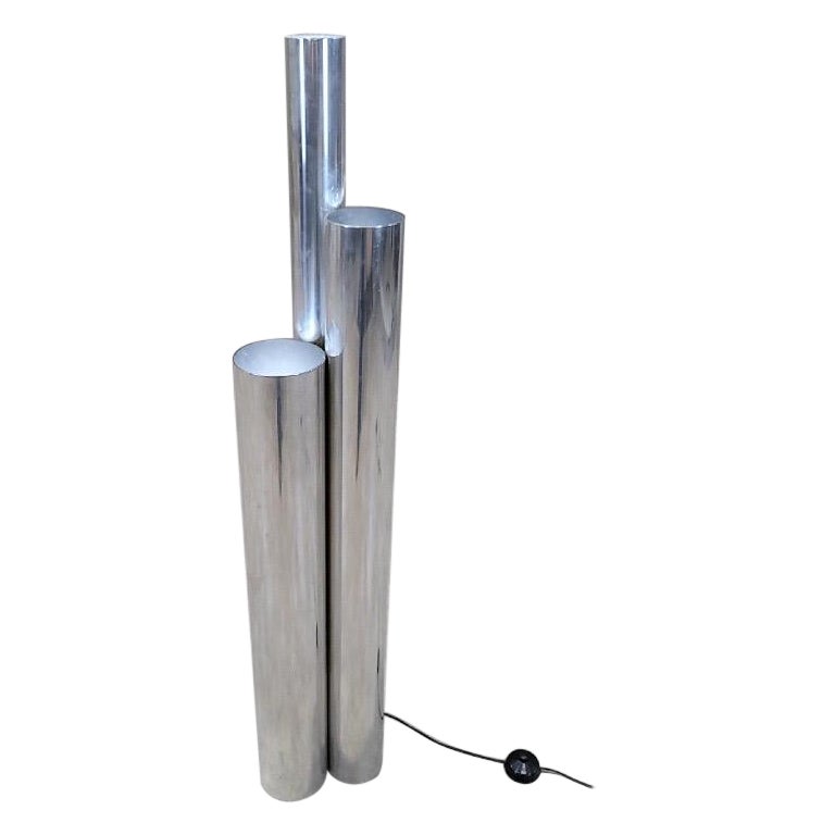 Mid-Century Modern Chrome Tubular Three Light Floor Lamp