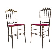Sedia Chiavari con schienale alto in ottone massiccio, Italia, anni '60