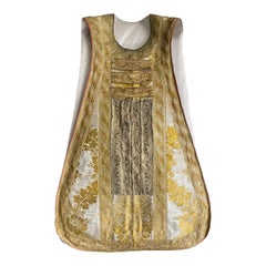 Gold metal and ivory silk damask chasuble