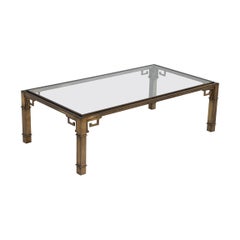 Vintage Brass Cocktail Table with Greek Key Design