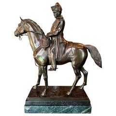 Sculpture autrichienne ancienne de Napoléon à cheval, d'après Alois Hernick.