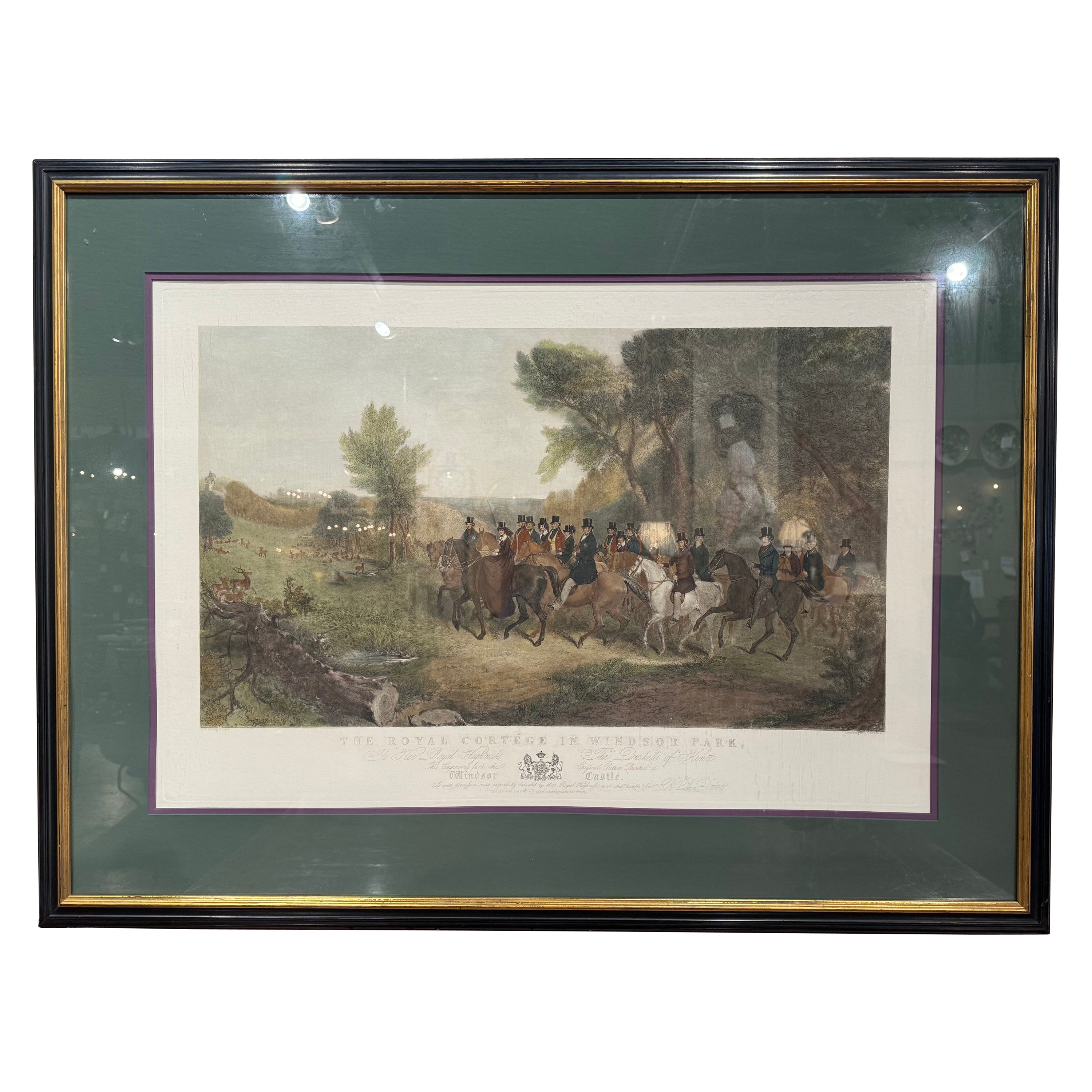 19th Century English Framed Colored Print "The Royal Cottage in Windsor Park"