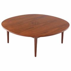 Walnut Coffee Table with Accents Pattern in the Center