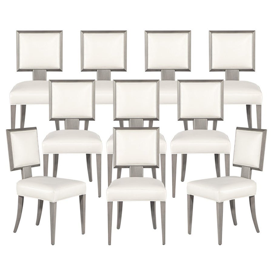 Set of 10 Modern Grey and White Dining Chairs