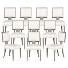 Lot de 10 chaises de salle à manger Modernes grises et blanches