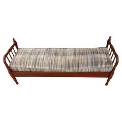 19thc Pine Daybed W/Custom Made Rag Rug Cushions