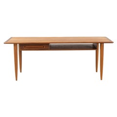 Danish Modern Coffee Table With Storage Cubby + Drawer