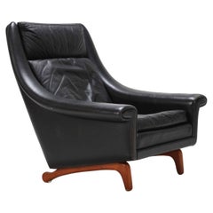 Aage Christensen "Diplomat" Highback Lounge Chair in Black Leather